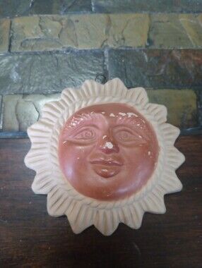 Vintage Mexican Terracotta Sun Plaque Wall Hanging
